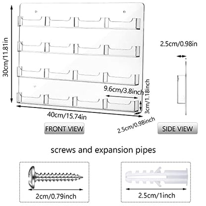 Hillban Acrylic Business Card Holder Wall Mount Office, 16 Pockets - size: 16 Pockets
