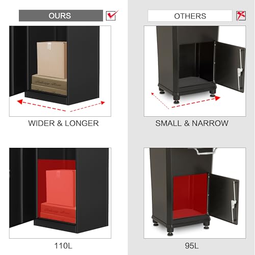 Package Delivery Boxes for Outside, Large Mailbox for Parcel 19.7”x16.1x”41.3”, Anti-Theft Parcel Mailbox with Coded Lock, Wall Mounted Waterproof Home Parcel Box for Porch Yard, Galvanized Steel - size: 19.7”x16.1”x41.3”
