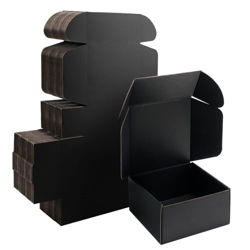 8x8x4 inch Black Shipping Boxes for Small Business- Set of 25 - color: Black, size: 8x8x4 Inch