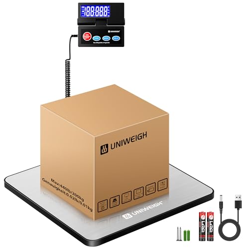 UNIWEIGH Shipping Postal Scale,440lb/10g Accuracy Commercial Weight Scale