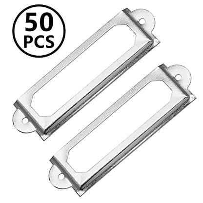 50 PCS Metal Label Holders 60x17mm Silver with Screws - color: Silver, 60x17mm