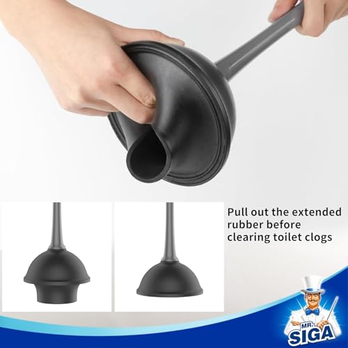 MR.SIGA Toilet Plunger and Brush Combo for Toilet Cleaning, Gray, 2 Set - color: Gray, size: 6.3 x 8.2 x 18.1 inch