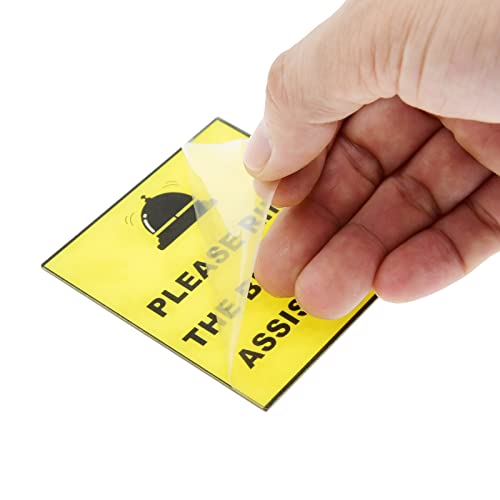 Call Bell with Ding Sign Sticker, 3.3Inch - Large Yellow Desk Service Bell for Restaurant, Hotel, Office, Kitchen, Party - color: Yellow Smile W Ding Sign