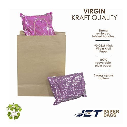 JET PAPER BAGS - 13”x7”x17” Inch [250 Pcs] Large Brown Paper Bags with Handles Prime for Takeout, Grocery, Goody, Retail, Party, Gifts, Weddings - color: 13" x 7" x 17"