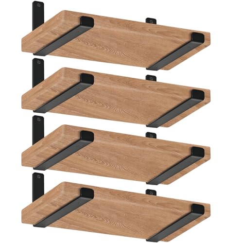 8 Pack - 11.25" L x 6" H x 1.5" W J Lip Shelf Brackets Rustic Farmhouse Iron Wall Floating Shelf Bracket Metal Shelf Bracket Industrial Shelf Supports with Screws Black - size: 11.25 inch, style: Black 8 Pack