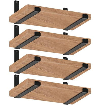 8 Pack - 11.25" L x 6" H x 1.5" W J Lip Shelf Brackets Rustic Farmhouse Iron Wall Floating Shelf Bracket Metal Shelf Bracket Industrial Shelf Supports with Screws Black - size: 11.25 inch, style: Black 8 Pack