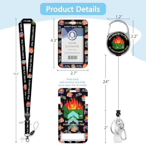 Gctriki Lanyards for ID Badges, Dumpster on Fire Badge Holder Retractable - color: Dumpster on Fire