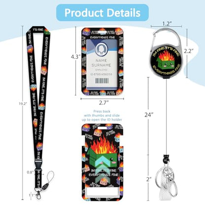 Gctriki Lanyards for ID Badges, Dumpster on Fire Badge Holder Retractable - color: Dumpster on Fire