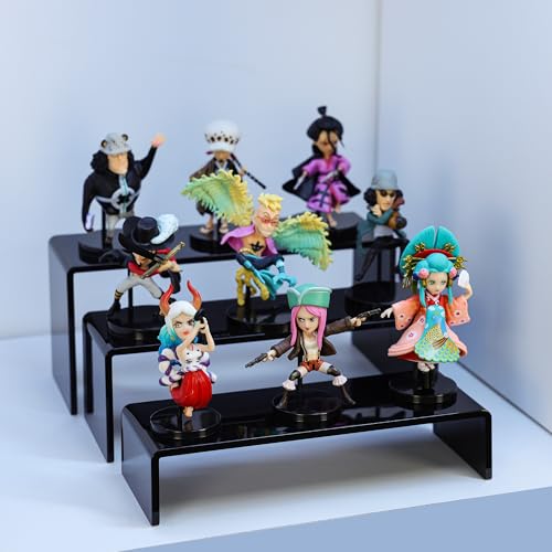 ANDGOO 6 Pcs Acrylic Display Risers, 2 Set(7.9”L-8.3”L-8.7”L), Black - color: Black, size: 6Pcs (7.9”L~8.3”L~8.7”L)