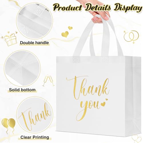 Sweetude 30 Thank You Non Woven Gift Bag, 11 x 12 x 5 Inch, Black, White - color: Black, White, size: 11 X 12 X 5 Inch