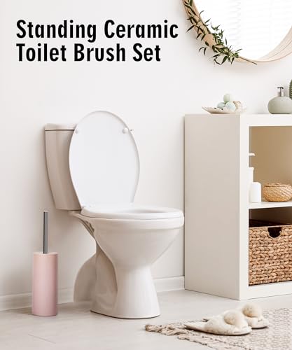 Matt White Ceramic Toilet Brush and Holder Set - color: Matt White, size: Set/1