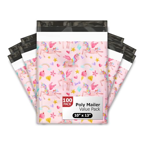 10x13 (100) Rainbow Unicorn Designer Poly Mailers Shipping Envelopes Premium Printed Bags