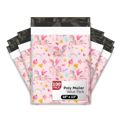10x13 (100) Rainbow Unicorn Designer Poly Mailers Shipping Envelopes Premium Printed Bags