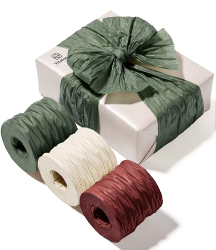 Vitalizart Crinkle Paper Ribbon 1.5" x 75 Yds for Gift Wrapping Recyclable - color: Red Green & White
