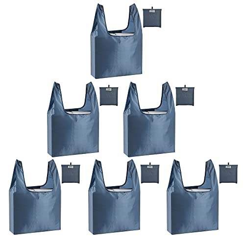 Large Reusable Bags Shopping Washable Foldable 6 Pack Grocery Bags Heavy Duty Lightweight Folding Gift Tote Bags Durable Polyester Gray - color: Gray