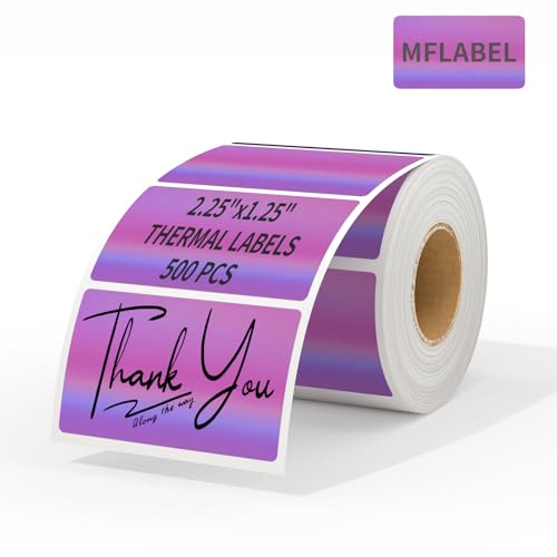 MFLABEL 2.25" x 1.25" Holographic Purple Thermal Labels, 500pcs Waterproof Self-Adhesive Printable Stickers for Thermal Printers, Small Business Logo, Barcode, Packaging - color: 2.25 X 1.25 Purple, size: 1 Rolls