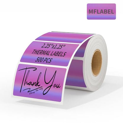MFLABEL 2.25" x 1.25" Holographic Purple Thermal Labels, 500pcs Waterproof Self-Adhesive Printable Stickers for Thermal Printers, Small Business Logo, Barcode, Packaging - color: 2.25 X 1.25 Purple, size: 1 Rolls