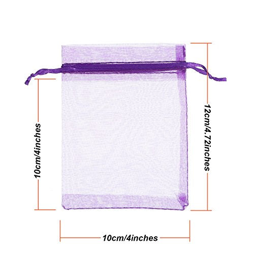Mudder 50 Pack Organza Gift Bags Wedding Party Favor Bags Jewelry Pouches Wrap, 4 x 4.72 Inches (Dark Purple) - color: Dark Purple