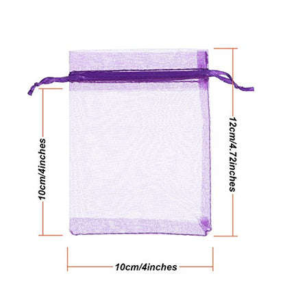 Mudder 50 Pack Organza Gift Bags Wedding Party Favor Bags Jewelry Pouches Wrap, 4 x 4.72 Inches (Dark Purple) - color: Dark Purple