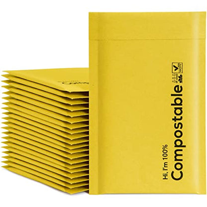 KTOB 6x10 100% Biodegradable Bubble Mailers - color: Yellow, size: 6x10'' 25PCS