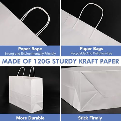 XPCARE White Large Paper Bags, 200 Pcs 16x6x12 Paper Gift Bags with Handles - color: White