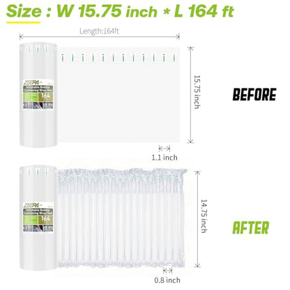 Bubble Packing Moving Wrap For Packing Materials,15.75"x164', Includes Pump | Heavy Duty Moving Protection Fragile Item - size: 15.75"x164'