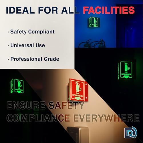 Fire Extinguisher Sign Glow in Dark, 3D Acrylic V Sign, Down Arrow, 2 Pack - color: Glow Red Acrylic - Pack of 2