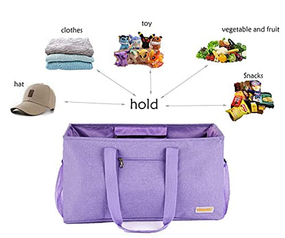 Extra Large Utility Tote Bag - Reusable Grocery Bags Foldable Heavy Duty - color: Purple, size: 2-pack