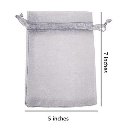 Sheer Organza Mesh Drawstring Gift Bags 50pcs 5x7 Inch Silver Gray - color: Grey 5x7in 50pc