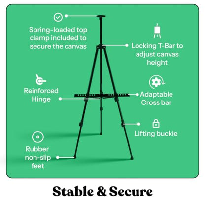 Portable Artist Easel Stand for Painting - Adjustable Height Painting Easel with Bag - Tabletop Art Easel for Painting Canvas Stand, Poster Stand & Wedding Signs Stand - Metal Tripod - 17x66 inches - style: 72"-2 pack