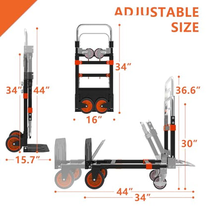 3-in-1 Folding Hand Truck, 500 lb Heavy Duty Steel Dolly - color: Orange