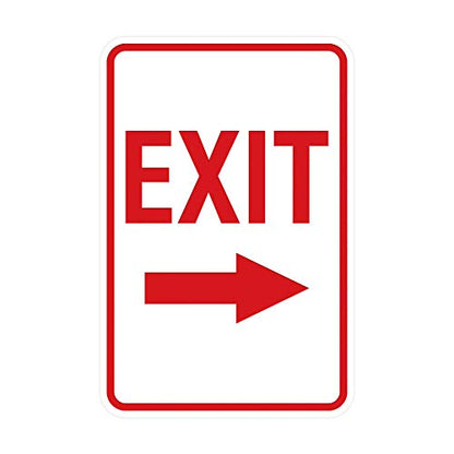 Signs ByLITA Portrait Round Exit Right Arrow Sign with Adhesive Tape, Mounts On Flat Surface (White/Red) - Small - color: White/Red, size: 4 x 6" - Small (1 Pack)