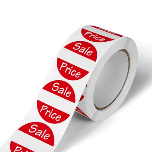 1000 Red Price Labels, 1 Inch Round Yard & Garage Sale Stickers, Retail Store Tags