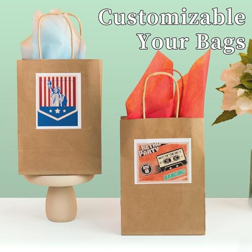 RACETOP 100 Pack Brown Kraft Gift Paper Bags with Handles 8x4.5x10.8 in - color: Brown 8x4.5x10.8, size: 1 Count (Pack of 100)
