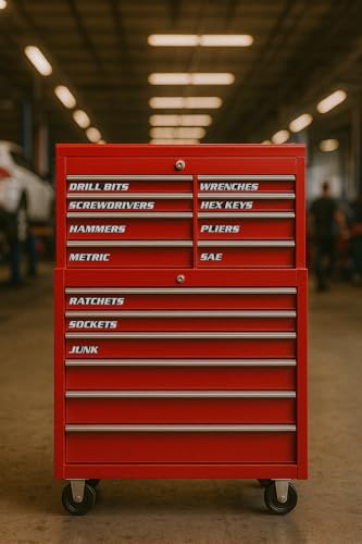 Magnetic Toolbox Labels, 11 Pack, Tool Chest Drawers, USA Made - color: White