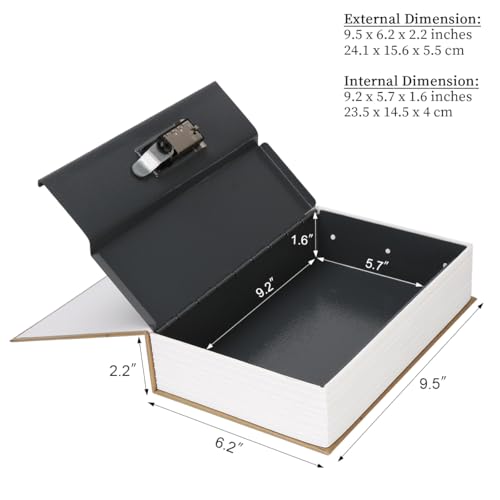 Decaller Book Safe with Combination Lock, Diversion Hidden Secret Metal Lock Box for Home Security, Money & Jewelry, 9.5" x 6.2" x 2.2", Paris - color: Paris, size: Combination Lock