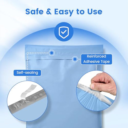 Metronic Poly Mailers 12x15.5 100 Pack Self-Seal Shipping Bags, Light Blue - color: Light Blue, size: 12x15.5 100PC