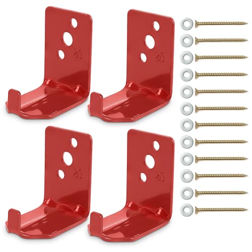 4 Pcs Fire Extinguisher Mount Brackets, 2.36 x 1.57 x 2.36 in (Red) - size: 2,36 * 2,36 * 1,57 in