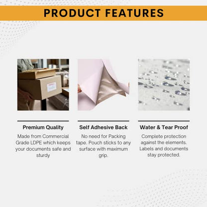 500 Pack 6"x10" Shipping Label Sleeves – Clear Self-Adhesive Packing Slip Pouches, Waterproof Packing List Envelopes – Ideal for Shipping Documents, Mailing Labels, Invoices & Packing Slips