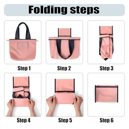 4 PC Foldable Reusable Shopping Bag 210D Nylon Waterproof Travel Grocery Tote with Drawstring Mouth & Reinforced Handle - color: Group 3
