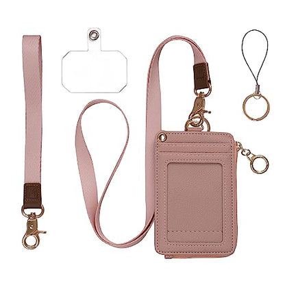 MONDO DESIGNS 2-in-1 ID Badge Holder Lanyard Wallet - Nude Pink - color: Nude Pink