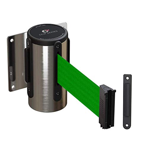 Crowd Control Warehouse Fixed Wall Mount Retractable Belt Barrier, 11 Ft - color: Green, size: Solid Color