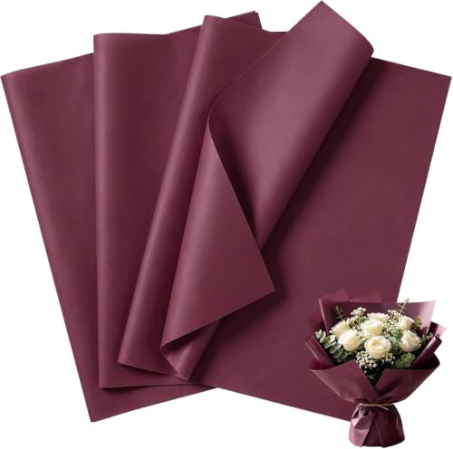 ROVIBIOBIO 100 Sheets Burgundy Tissue Paper for Gift Bags, 20 x 14 Inch - color: Burgundy