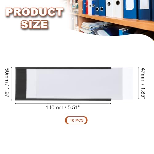 MECCANIXITY Magnetic Label Holders 5.51"x1.97" C Channel Rubber Magnetic with Clear Protectors & Paper for Metal Shelves Organize, Office File Cabinets Pack of 10 - size: 5.51"x1.97"
