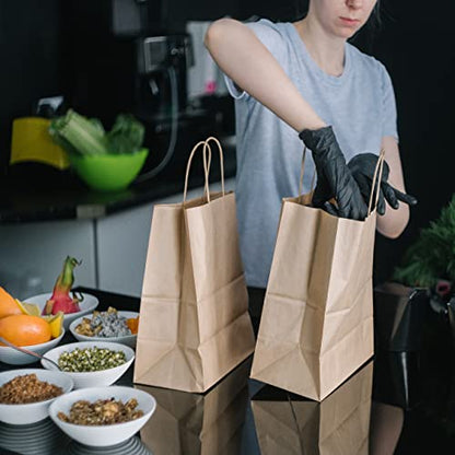 BagDream Kraft Paper Bags with Handles 12x7x12 Inch Large Brown 100 Bulk