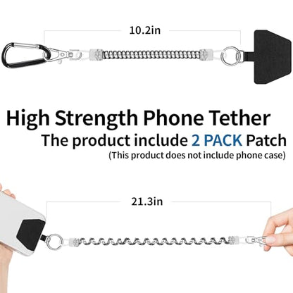 Doormoon Phone Tether Anti Theft, Phone Lanyard With Heavy Duty Carabiner - color: Silver