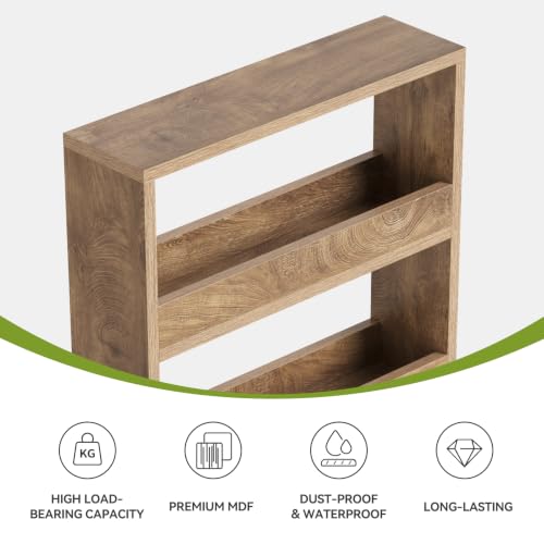 LITTLE TREE 63-Inch Slim Storage Cart on Wheels, 5-Tier Tall Narrow Mobile Shelf Organizer, Rolling Utility Cart with Metal Handle for Kitchen, Dining Room, Small Spaces, Brown - color: Brown