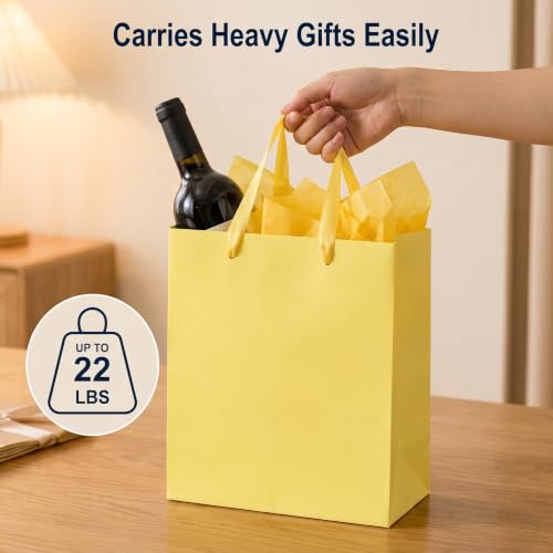 WrapNGo Gift Bags with Handles, 8 Colors with Tissue Paper 8x5x10 Inch - color: 8 Colors-8x5x10 Inch