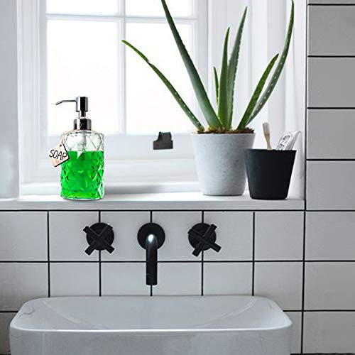 JASAI Diamond Design 12 Oz Glass Soap Dispenser with Rust Proof Pump - color: Clearglass-silver Pump, style: Diamond
