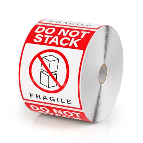 500 PCS Do Not Stack Labels 4 x 3 Inches Vinyl Fragile Stickers